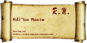 Rába Maxim névjegykártya